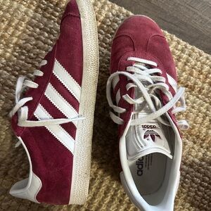 Adidas Burgundy and White Sneakers